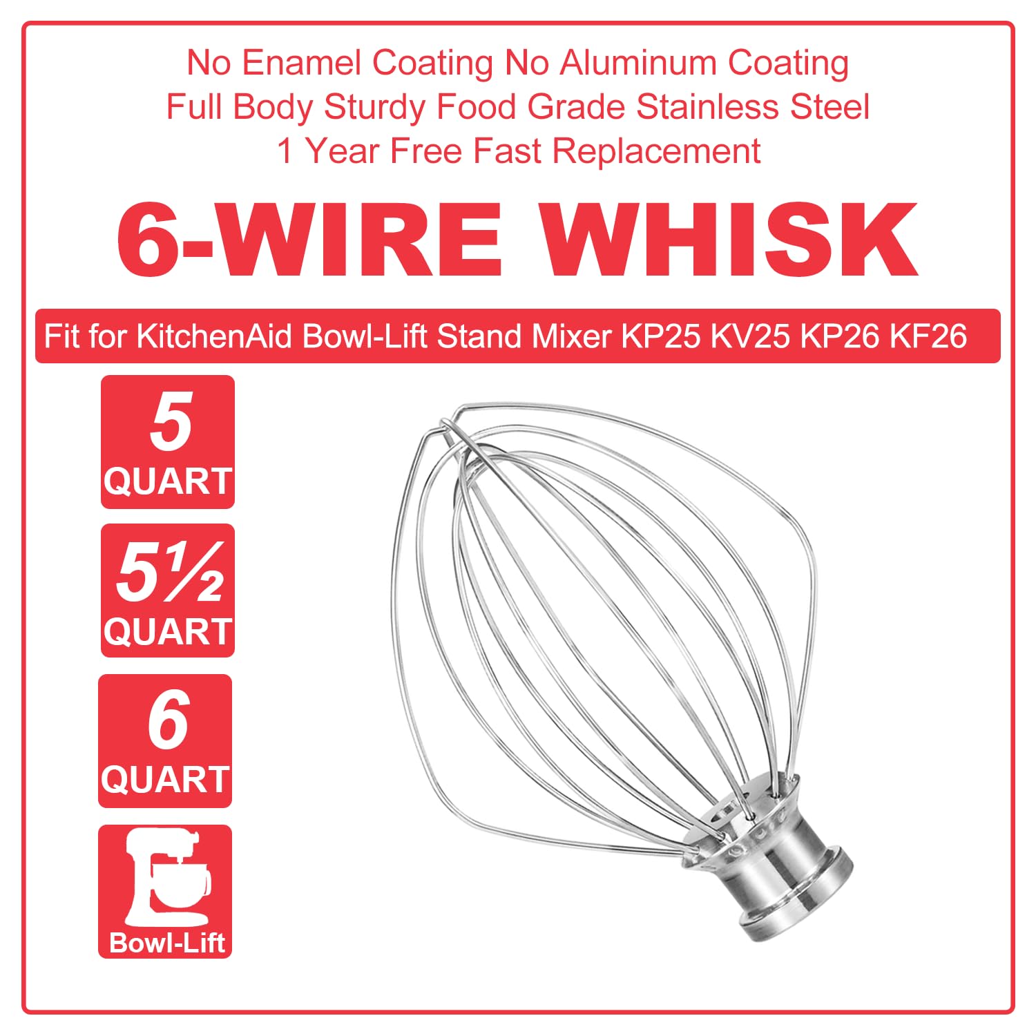 Wire Whip for Kitchenaid 6 Qt  - Kitchenaid Mixer Pro 600 review and price